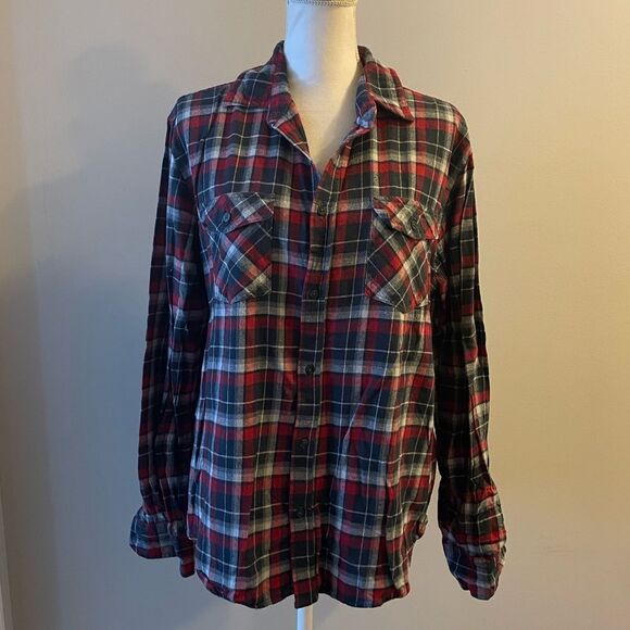 Tops - Coastal Plaid Button Down Flannel